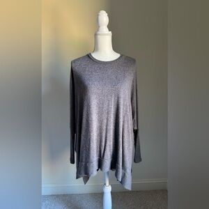 CHERISH Oversized Gray Dolman Sleeve Split Side Sweater Tunic Sz S